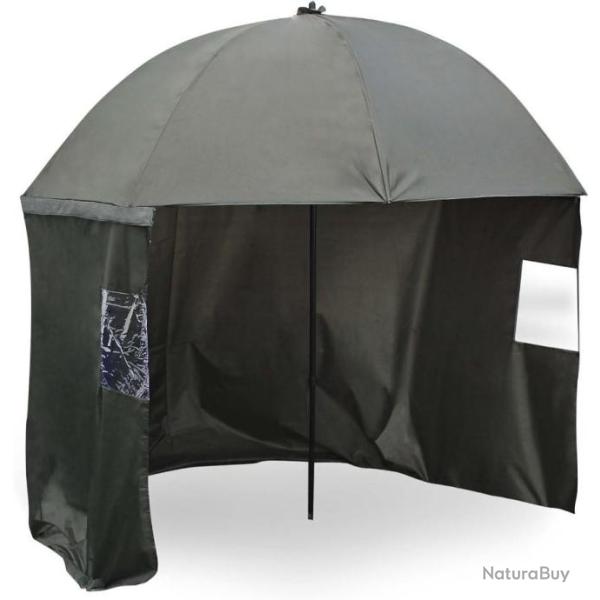 Parapluie de pche avec Auvent 250cm Paroi latrale 2 Fentre Parasol Abri vent & pluie Pare-soleil