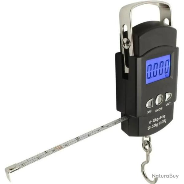 Balance de Peche (50kg/110lbs) Pese Bagage Portable Crochet Electronique avec Ecran LCD Metre Ruban