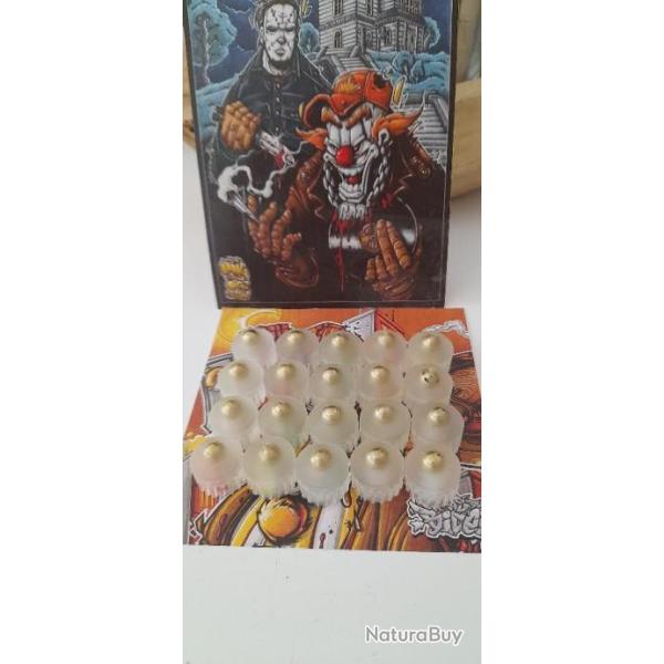 Slugs poxy skull phosphorescent pour PAK 18MM avec bille acier 8mm