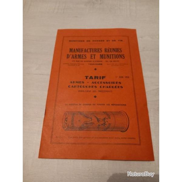 Livret manufacture runies D'armes et munitions