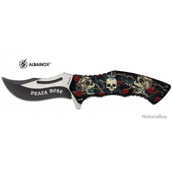 Couteau pliant Skulls et Roses  lame de 8.5 cm