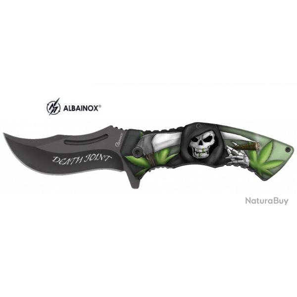 Couteau pliant Skulls et Canabis  lame de 8.5 cm