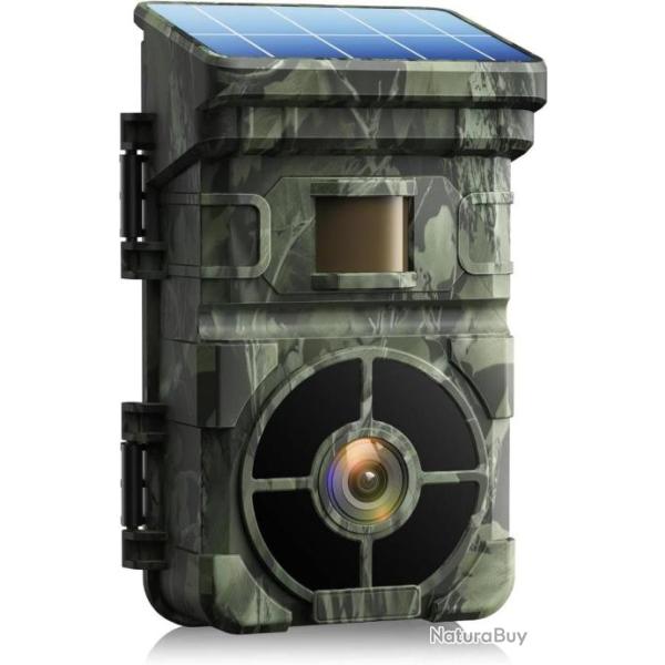 Camera de Chasse Solaire 24MP HD 1080P Nocturne Batterie Rechargeable Int�gr�e �tanche IP66