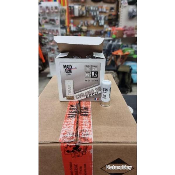 Wahoo ! Mary Arm Cyrano bior - 1 carton de 250 cartouches trap - Cal.12 28gr 8 1/2