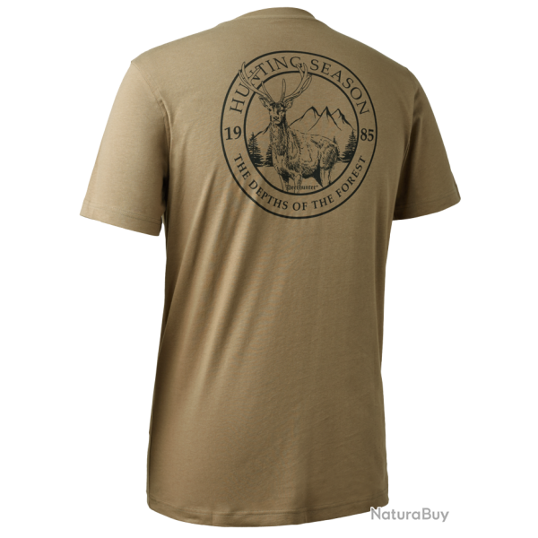 Tee shirt � manches courtes dessin beige Deerhunter