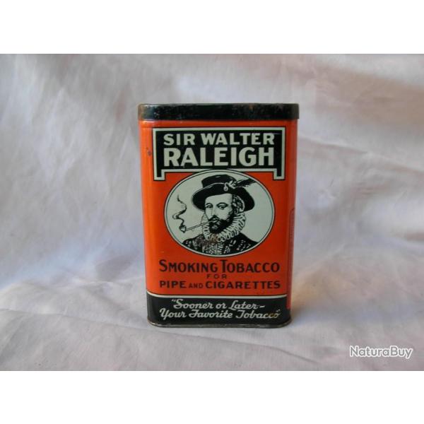 WW2 US BOITE DE TABAC VIDE EN METAL AM�RICAINE " SIR WALTER RALEIGH "
