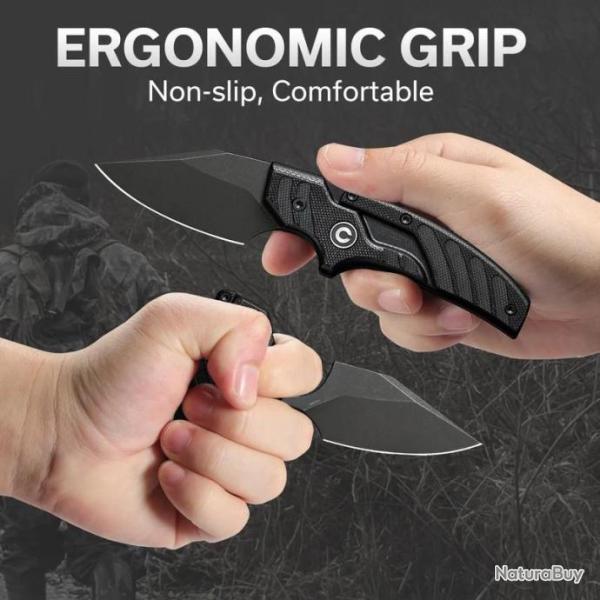 Couteau CIVIVI Typhoeus Black Push Dagger Lame Acier 14C28N Black Manche G10 Etui Cuir CIVC210361