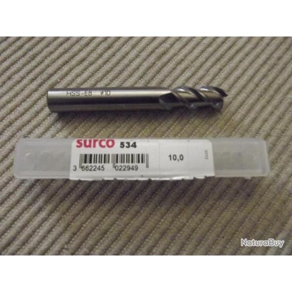 A SAISIR - Fraise SURCO bout droit 3 dents s�rie normale diam�tre 10mm, HSSCo8 NEUVE