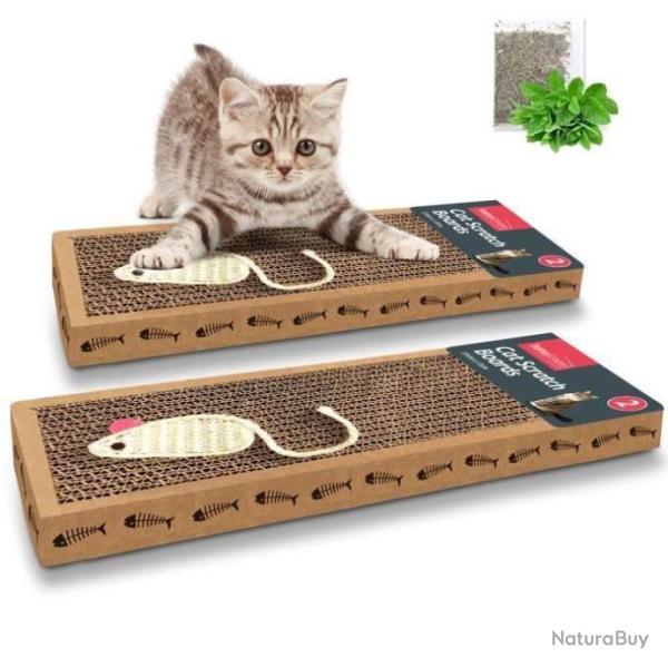 2 pices Griffoir  Chats Carton avec Herbe  Chat Jouet Antidrapant 45*24*4cm
