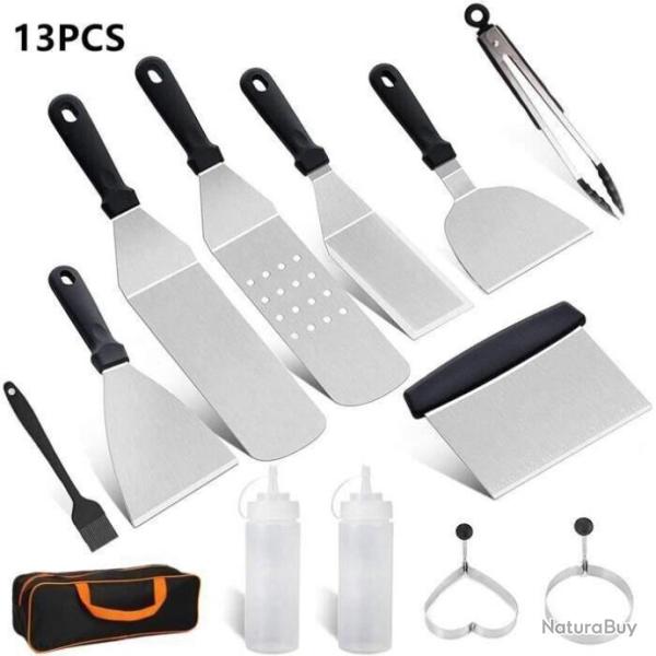 Set 13Pcs en Acier Inox Ensemble d'accessoires pour Barbecue Plaque de Cuisson