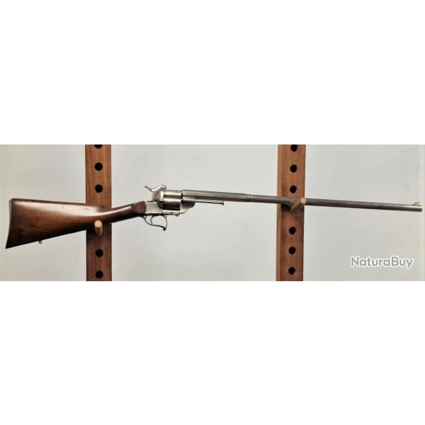 RARE CARABINE REVOLVER LEFAUCHEUX A PARIS LF391 GROS CALIBRE 15MM A BROCHE 1860 - FRANCE XIX France