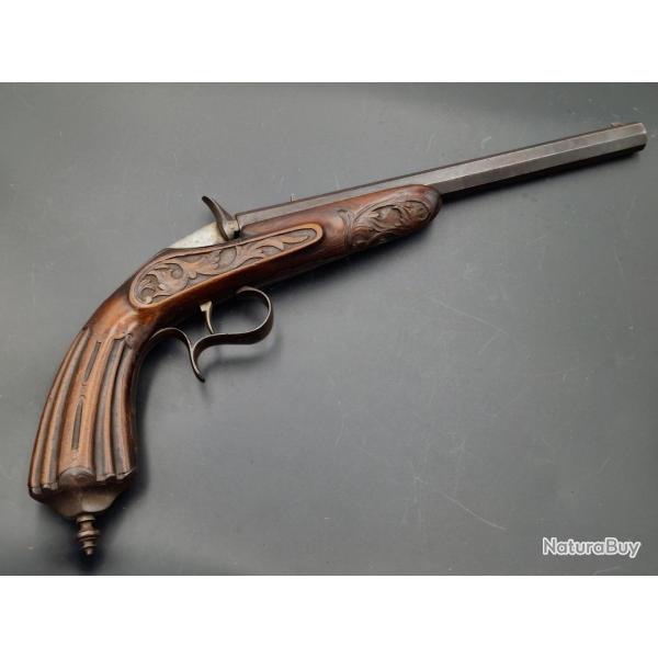 PISTOLET DE TIR DE SALON SIGNE G.MARIETTE CALIBRE 6MM ANNULAIRE - FRANCE XIX� France Tr�s bon  XIX e