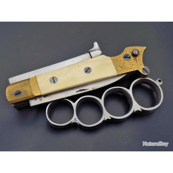 COUTEAU PISTOLET COUP DE POING AM�RICAIN SYST�ME � PERCUSSION CALIBRE 8MM SIGN� ARNOULD � NAMUR vers