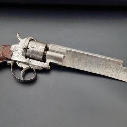 REVOLVER SYSTEME DUMONTHIER COMBINE A FORTE LAME FORGEE MODELE LEFAUCHEUX 1858 CALIBRE 9MM A BROCHE 