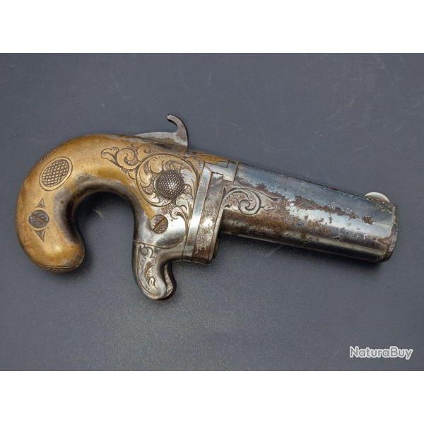 PISTOLET DERINGER MOORE BROOKLYN 1861 1863 CALIBRE 41RF ANNULAIRE - USA XIX� Tr�s bon U.S.A. XIX eme