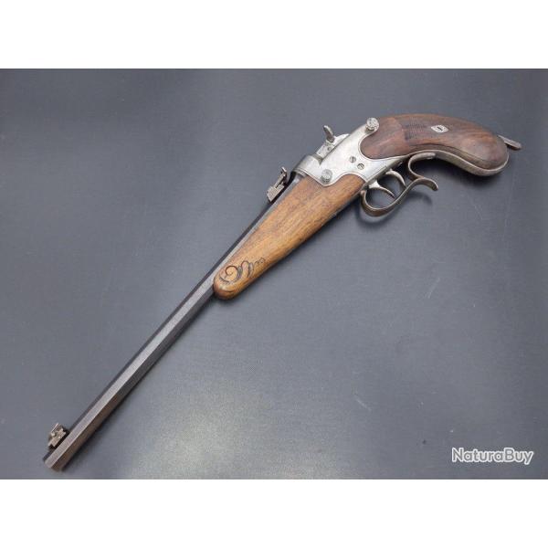 PISTOLET STAND DE TIR DE PRECISION CALIBRE 22 LR BLOC TOMBANT G. STEINBRENNER - ALLEMAGNE XIX� Tr�s 