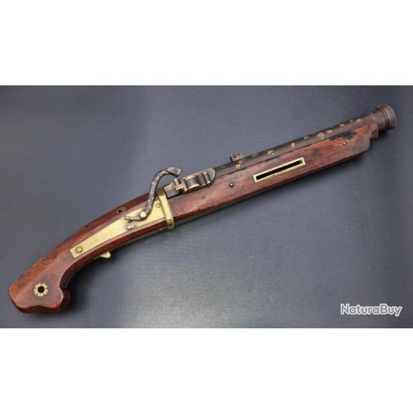 PISTOLET JAPONAIS TANJO TSUTSU A MECHE TEPPO D'ARSENAL Calibre 13.2mm - JAPON EDO XIXE Tr�s bon  Jap