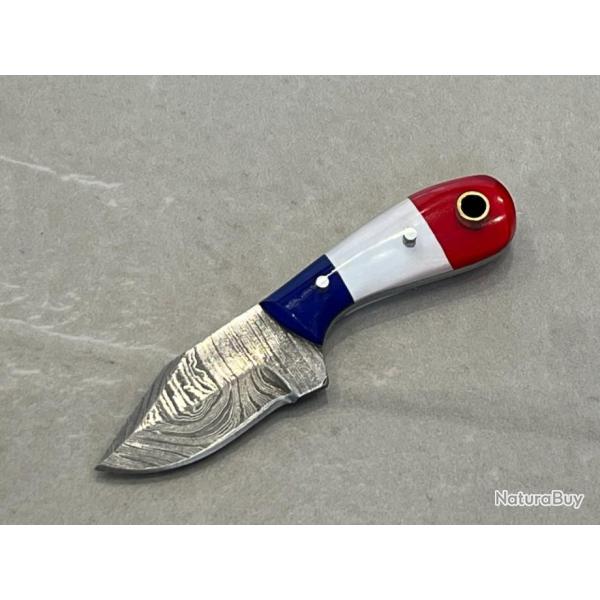 Couteau patriote droit 10cm Damas forg�e LLF
