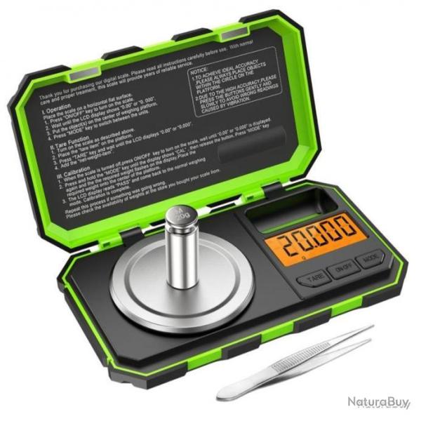 BALANCE DE PR�CISION POUR RECHARGEMENT DE MUNITIONS 0,001g - VERTE - LIVRAISON GRATUITE