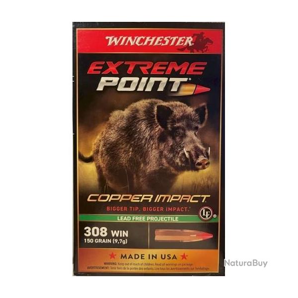 Munitions WINCHESTER cal.308win extrme point copper impact 9.7g 150gr par 60