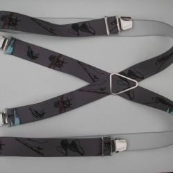 Bretelles fantaisies &agrave; motifs p&eacute;cheurs et poissons