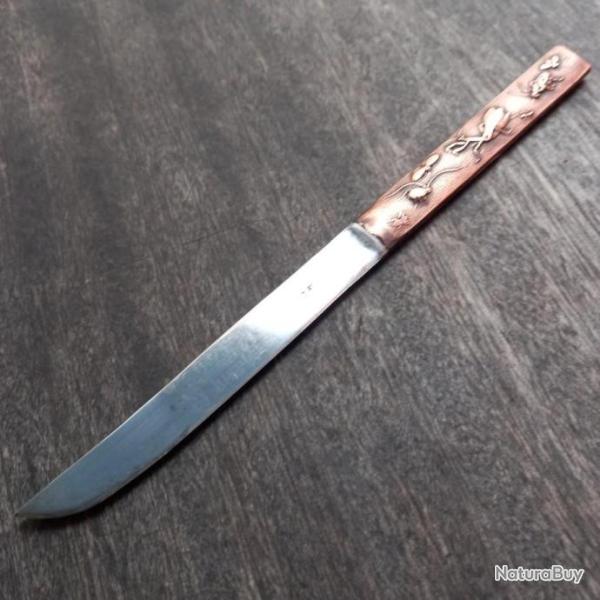 Ancien Couteau JAPONAIS KOZUKA KOGATANA Manche en Cuivre