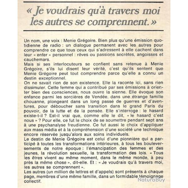 menie gr�goire. telle que je suis autobiographie d�fraichi ,