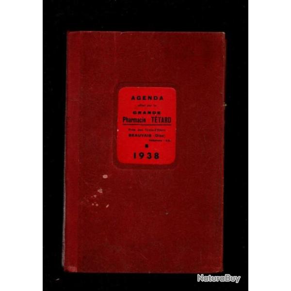 1938 agenda offert par la grande pharmacie t�tard beauvais pr�s des trois piliers