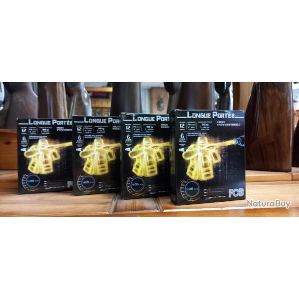 Lot de 4 botes de 10 cartouches FOB Longue Porte 38g plombs n6 calibre 12/70