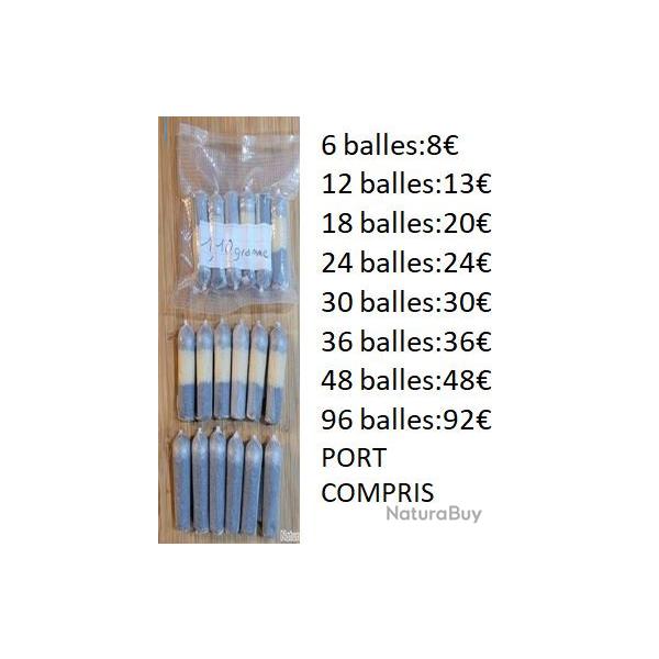 12 BALLES PAPIER Cal. 44  (451-454)- 1,10 � 2 gr PN