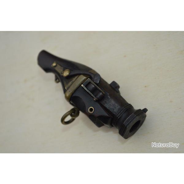 RARE NETSUKE TANEGASHIMA TEPPO MINIATURE TANJO TSUTSU - EDO (1615-1868) JAPON XIX Collection Trs b