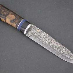 COUTEAU D'ART CUSTOM FRANCK HERPIN LAME DAMAS de POUL STRANDE - France Actuel Collection Neuf