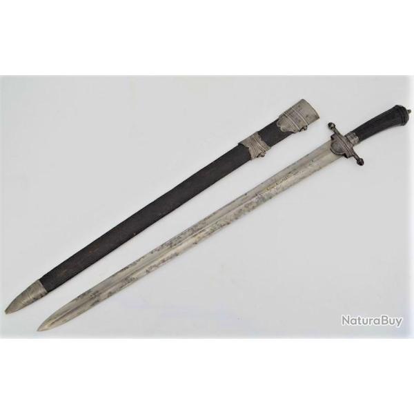 LONGUE FORTE �P�E V�NERIE / CHASSE ROYALE VIVE LE ROY LOUIS XV VERS 1760 L. 94 CM - France Ancienne 
