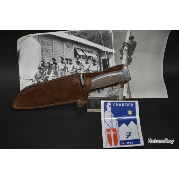 COUTEAU DE COMBAT DE BESSON EMILE RESISTANT et MONITEUR TECHNIQUE CHANTIER DE JEUNNESSE - France sec