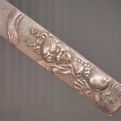 KOZUKA AIKUCHI TANTO KATANA WAKIZASHI FUJIN OU RAIJIN- JAPON 19&egrave; Collection Tr&egrave;s bon Japon XIX eme