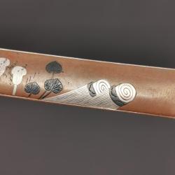 KOZUKA AIKUCHI TANTO KATANA WAKIZASHI FLEURS DE LOTUS - JAPON 19&egrave;
