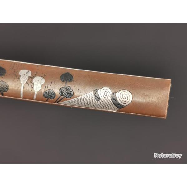 KOZUKA AIKUCHI TANTO KATANA WAKIZASHI FLEURS DE LOTUS - JAPON 19