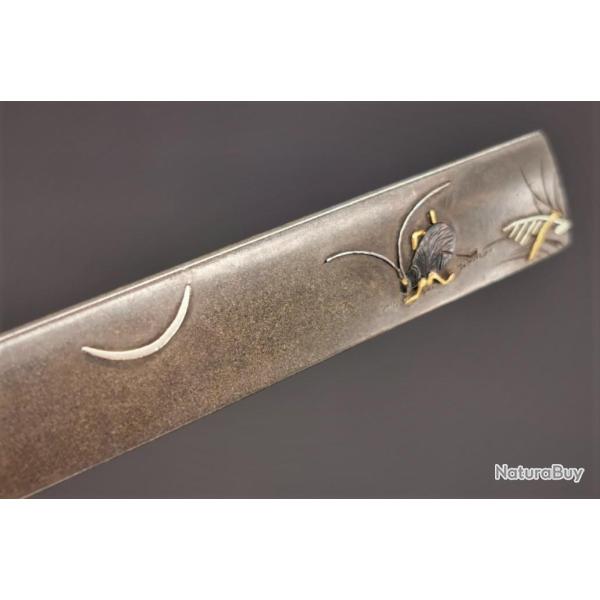 KOZUKA AIKUCHI TANTO KATANA WAKIZASHI SHIBUICHI INSECTE LUNE - JAPON 19� Collection Tr�s bon  Japon 