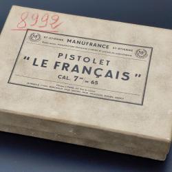 BOITE CARTON et NOTICE MANUFRANCE POUR PISTOLET LE FRANCAIS CALIBRE 7,65 - France XX&egrave; Collection Tr&egrave;