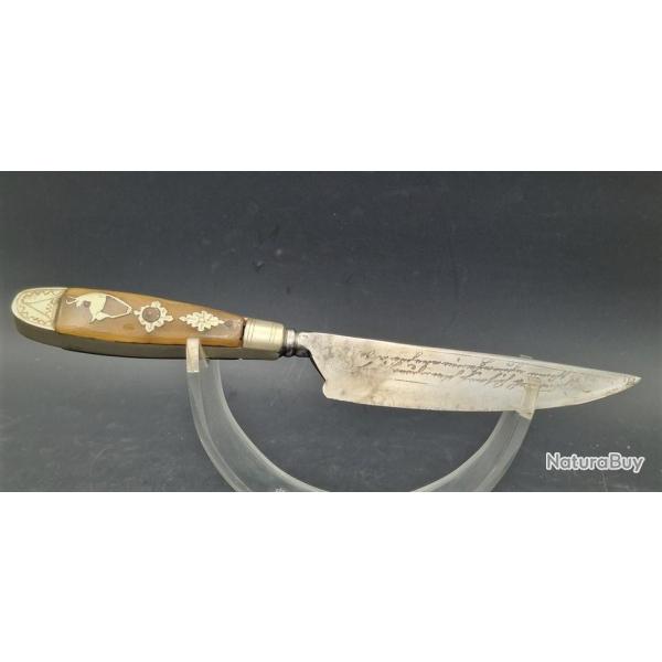 COUTEAU DROIT ET FIXE AUTRICHE OU ALLEMANGNE XIX� Collection Tr�s bon  XIX eme Civil Espagne