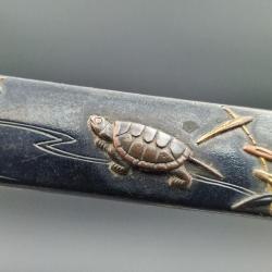 KOZUKA SABRE JAPONAIS TANTO WAKIZASHI KATANA TORTUE BAMBOU SIGNE - JAPON PERIODE EDO XIX&egrave; Collection