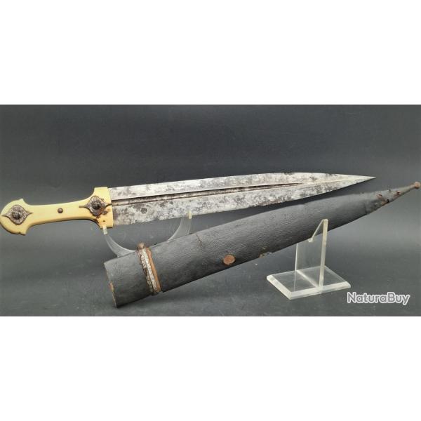 LONG POIGNARD DAGUE KINDJAL CAUCASIEN COSAQUES - RUSSIE CAUCASE XIX Bon  Collection Russie XIX eme