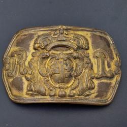 PLATEAU BOUCLE DE CEINTURON REGIMENT CAVALERIE FRANCE 18&egrave; ARMOIRIES INITIALES R et L Collection Fran
