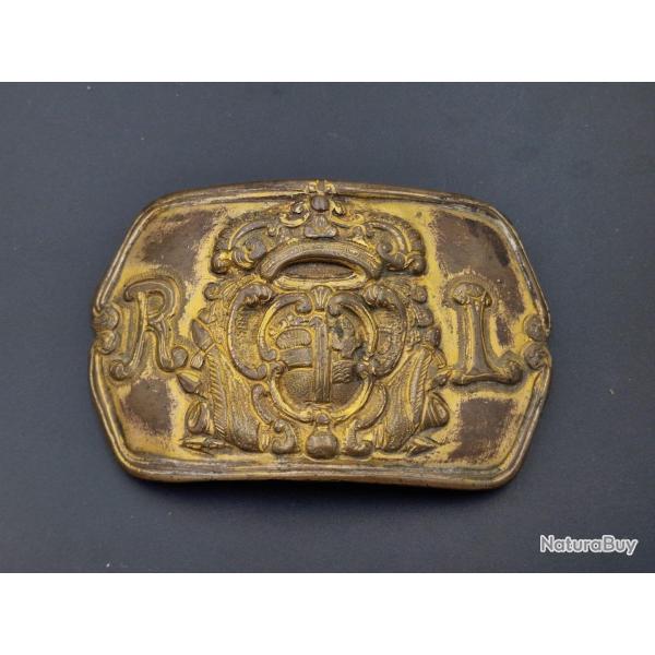 PLATEAU BOUCLE DE CEINTURON REGIMENT CAVALERIE FRANCE 18� ARMOIRIES INITIALES R et L Collection Fran