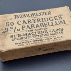 BOITE CARTON WW2 WINCHESTER 9MM PARABELLUM PARACHUTAGE UD M42 GREASEGUN 9MM FRANCE 1944 Collection 2