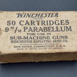 BOITE CARTON WW2 WINCHESTER 9MM PARABELLUM PARACHUTAGE UD M42 GREASEGUN 9MM FRANCE 1944 Collection 2