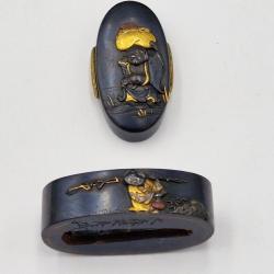 FUCHI KASHIRA SABRE JAPONAIS KATANA TANTO WAKIZASHI EN SHAKUDO - JAPON EDO Collection Japon XIX eme