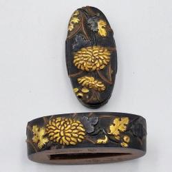 FUCHI KASHIRA SABRE JAPONAIS KATANA TANTO WAKIZASHI EN SHAKUDO - JAPON EDO Collection Japon XIX eme