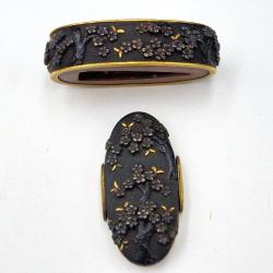 FUCHI KASHIRA SABRE JAPONAIS KATANA TANTO WAKIZASHI EN SHAKUDO - JAPON EDO Collection Japon XIX eme