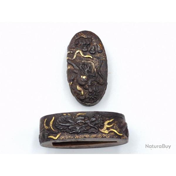 FUCHI KASHIRA SABRE JAPONAIS KATANA TANTO WAKIZASHI EN FER - JAPON EDO Collection Japon XVIII